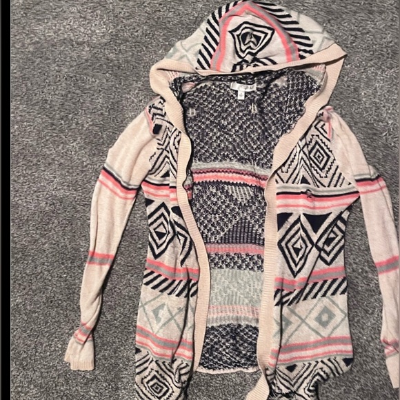 Geometric Patterned Open Front Sweater - Multicolor - Picture 3 of 3